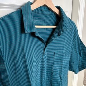 Patagonia Teal Striped Polo Shirt